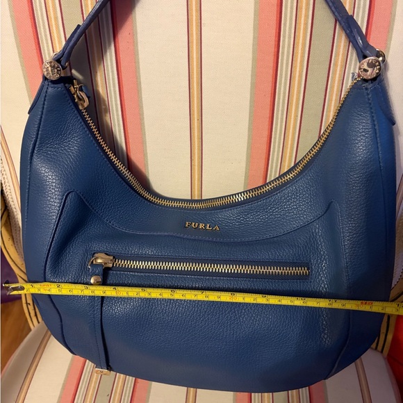 GORGEOUS Furla Slate Blue Ginevra Hobo Bag - COA incl - Video best shows color. - Picture 8 of 16